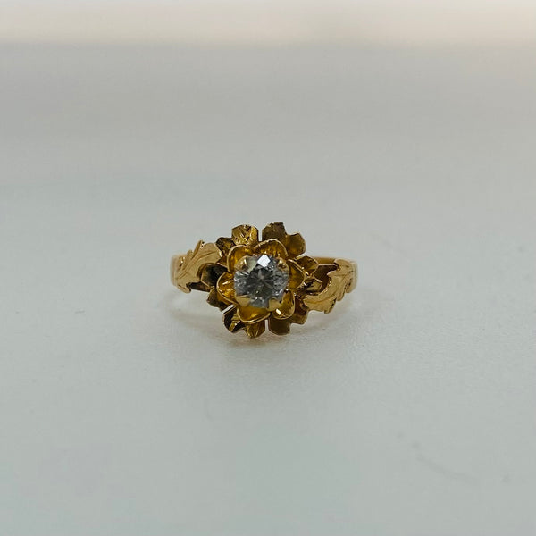 Solitaire en Or Jaune 18k avec Zirconium 1ct