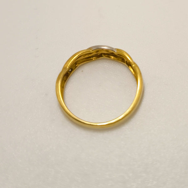Bagues demi tour en or jaune et blanc 18 K - Taille 54 - 2.25 G