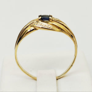 Bague en Or jaune 18K avec saphir- Taille 60 - 2.58g