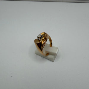 Bague Tank Or Jaune 18K avec Diamant
