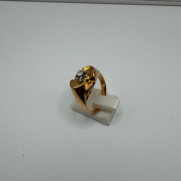 Bague Tank Or Jaune 18K avec Diamant