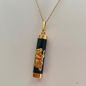 Pendentif Symbole Singe Or Jaune 18K avec Onyx