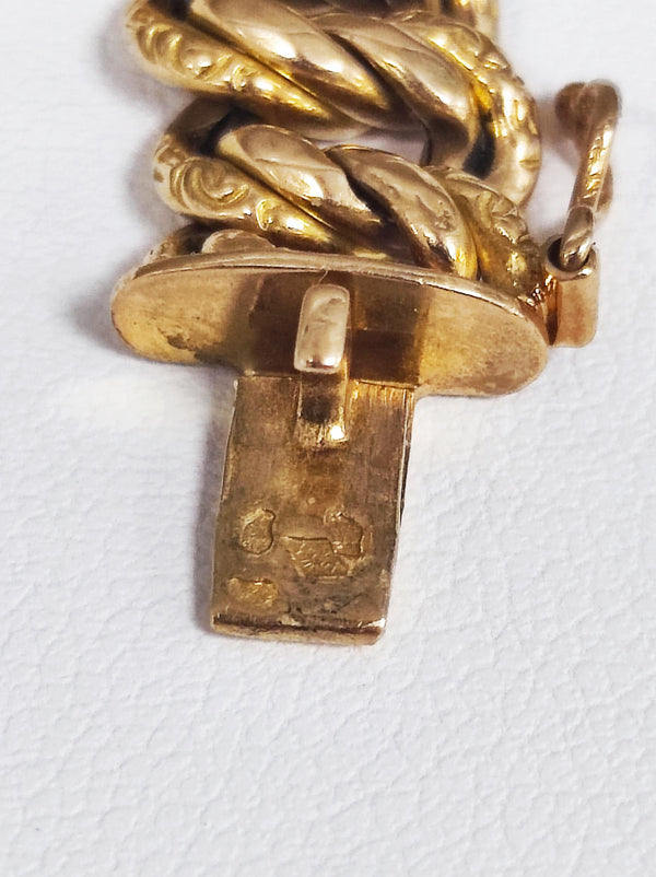 Bracelet Maille Américaine en Or Jaune 18K Lg 19cm