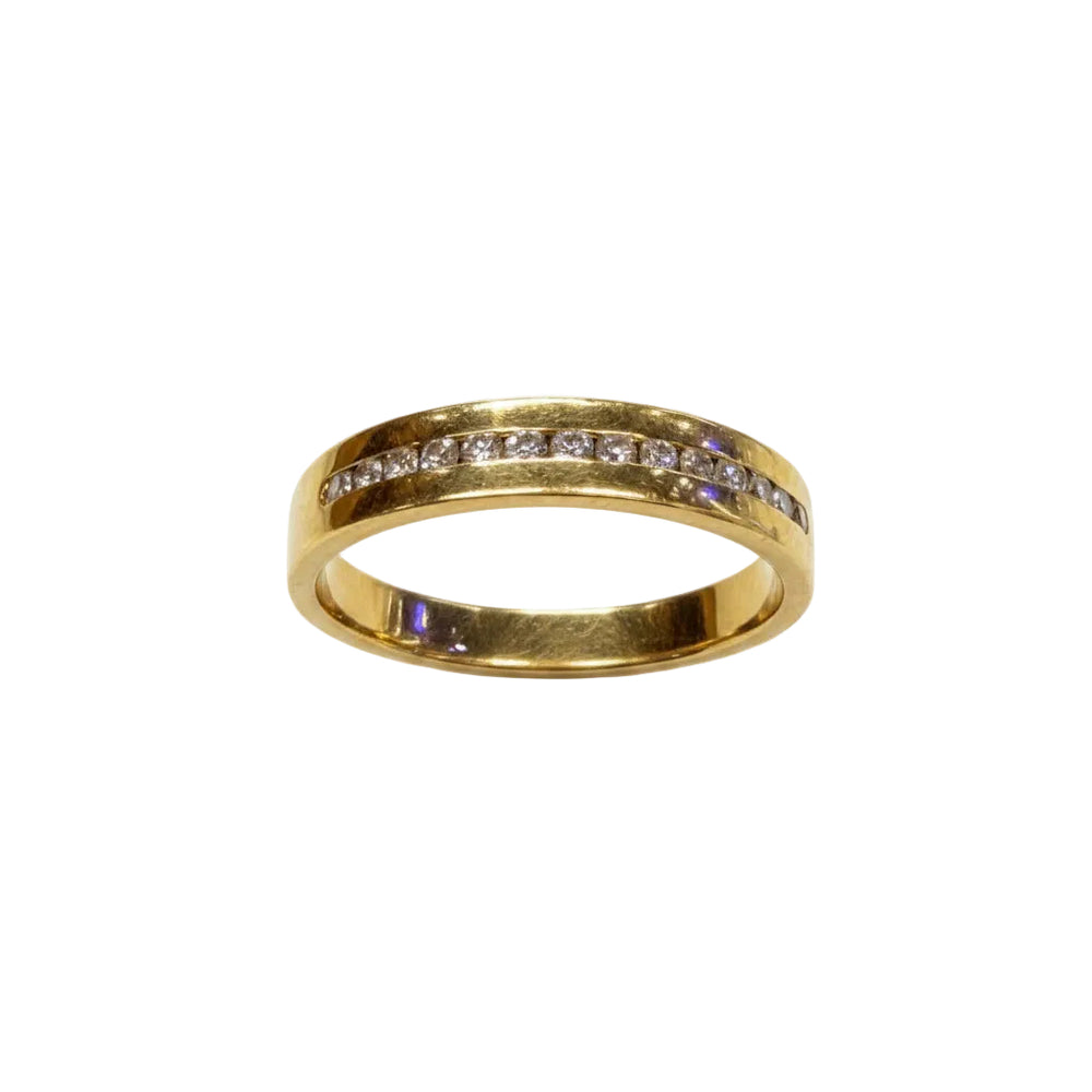 Bague Demi Tour en Or Jaune et Diamants 18k -  2.63 G - Taille : 49