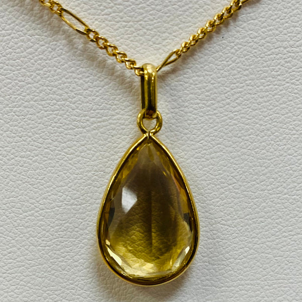 Pendentif Goutte Citrine Or 18K sans Poinçon