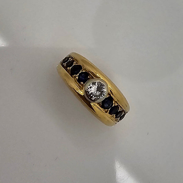 Bague Demi Tour en Or Jaune 18 K - Taille 51