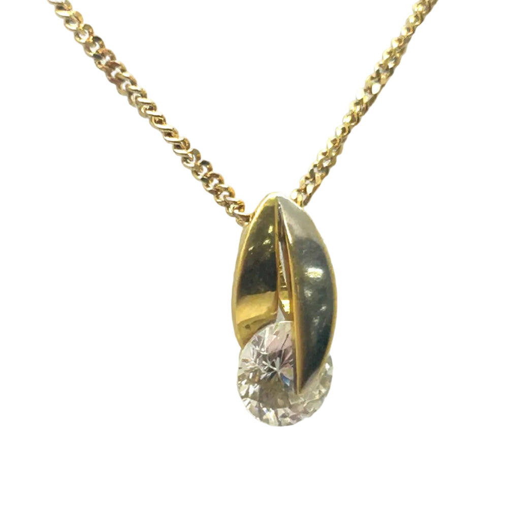 Pendentif Solitaire Or Jaune et Blanc 18 K