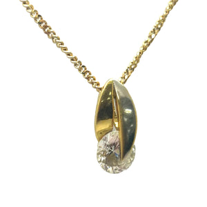 Pendentif Solitaire Or Jaune et Blanc 18 K