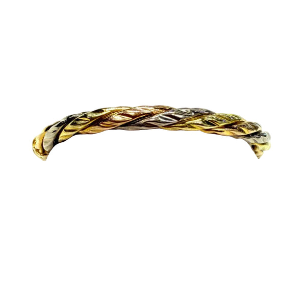 Bracelet Jonc Torsadé en Trois Ors Jaune/Blanc/Rosé - 14.06G