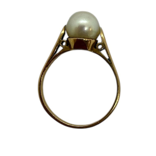 Bague en Or jaune 18 carats avec perle – Taille 53 3.86 Grs