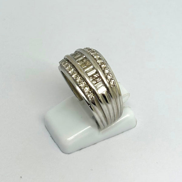 Bague Tank en Or Blanc 18 K - Taille 60 - 7.23 G