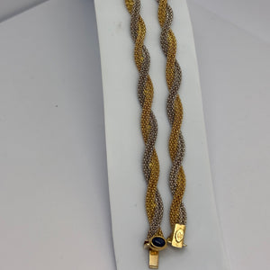 Collier Ras du Cou Tressé  en Or Jaune et Gris 18K - 42.5cm - 17.07g