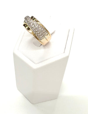 Bague Or Rose et Blanc 18k avec Pavage de Diamants