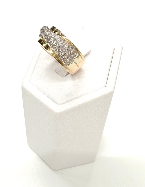 Bague Or Rose et Blanc 18k avec Pavage de Diamants