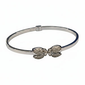 Bracelet Jonc en Or Blanc 18k avec Zirconium