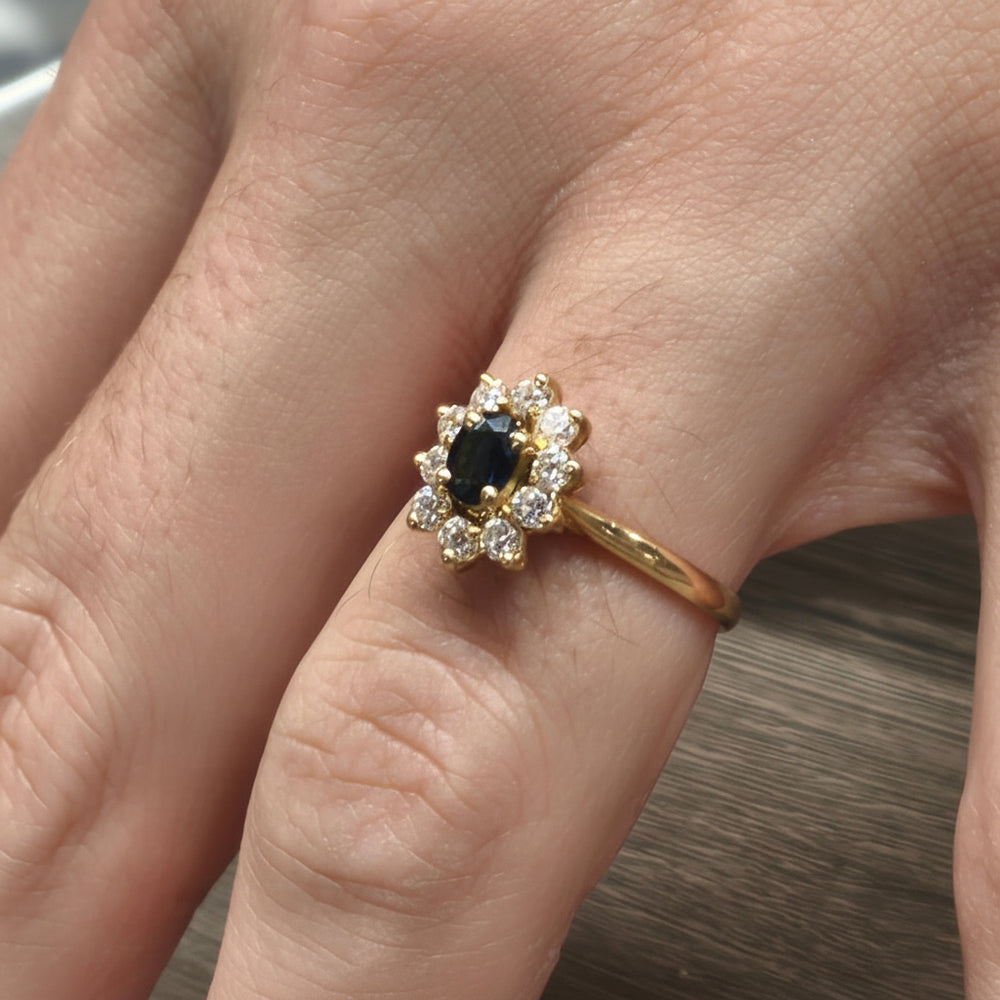 Bague Marguerite en Or Jaune 18k avec Oxyde de Zirconium - Taille 56