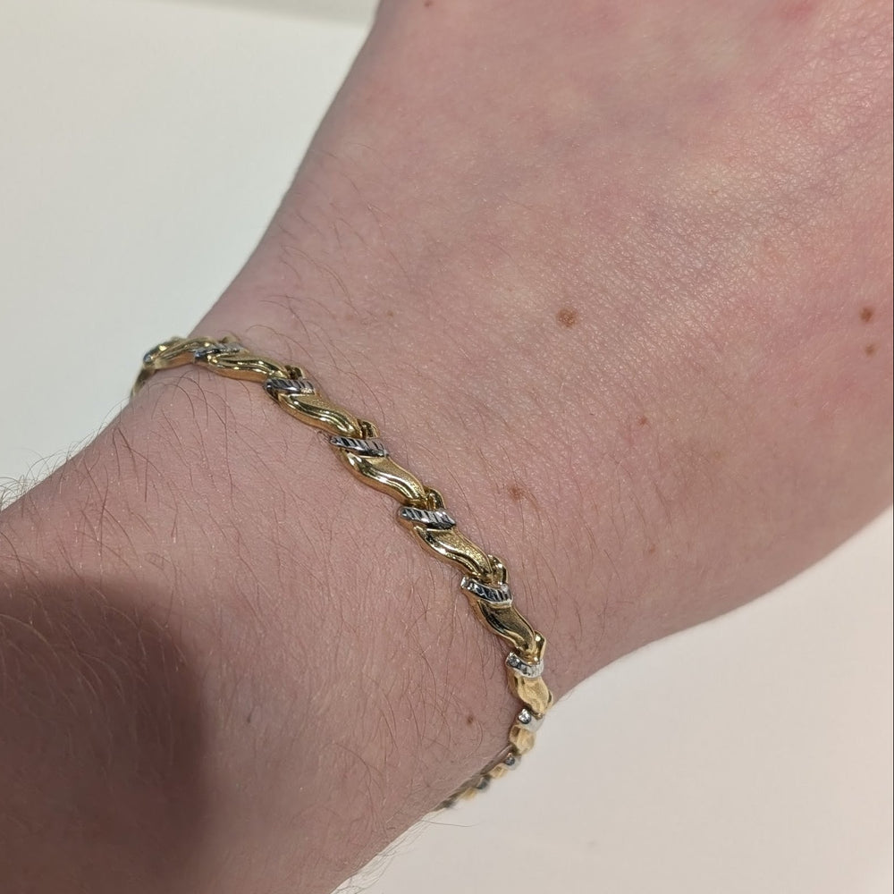 Bracelet Maillon Fantaisie Or Jaune et Blanc 18 K - 5,81 g