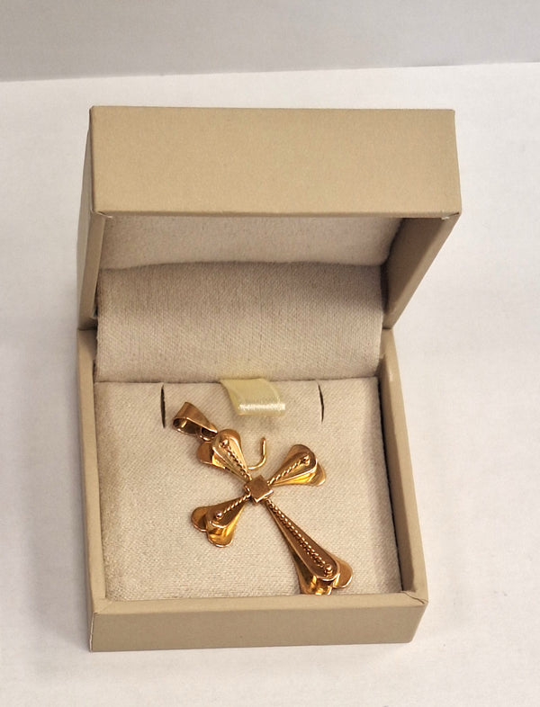 Pendentif Croix Or Jaune 18K Tête d'Aigle 2.38 Grs
