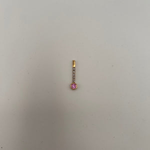Pendentif Solitaire en Or Jaune Diamants et Saphir 18K
