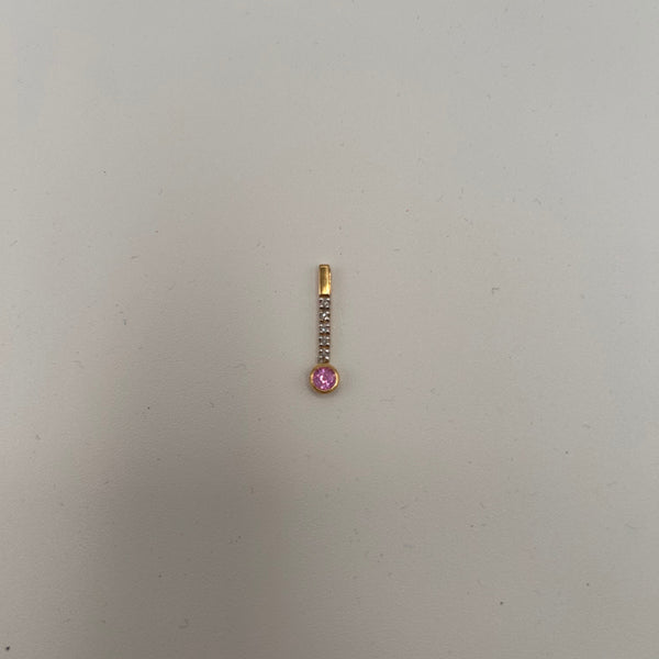 Pendentif Solitaire en Or Jaune Diamants et Saphir 18K