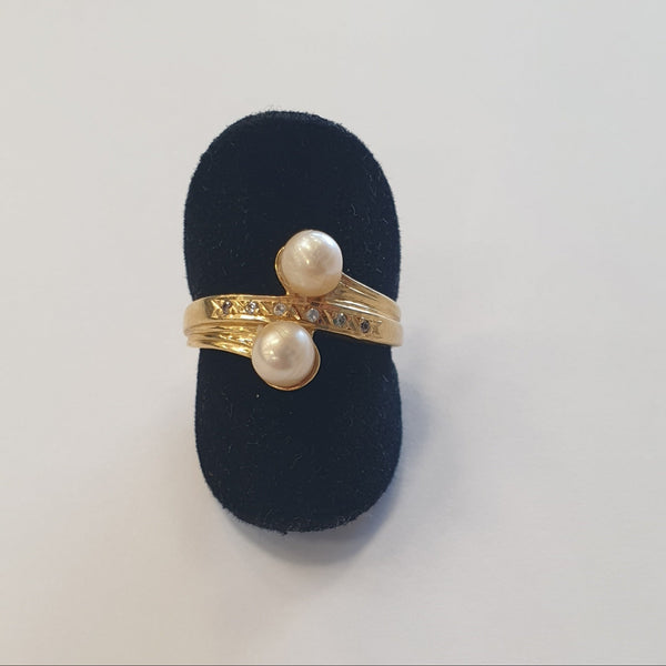 Bagues Or Jaune 18 K avec Perles et Oxydes - 4.58 Grs