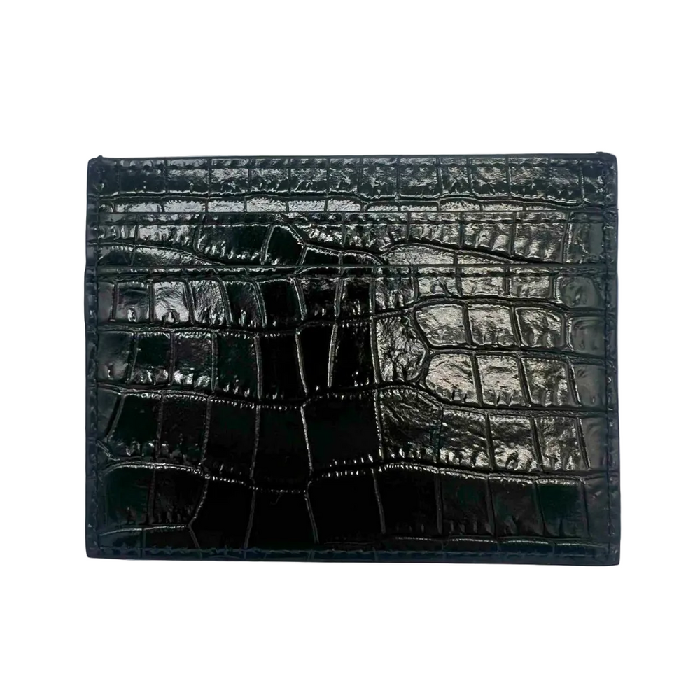 Porte-carte Saint Laurent en cuir embossé noir