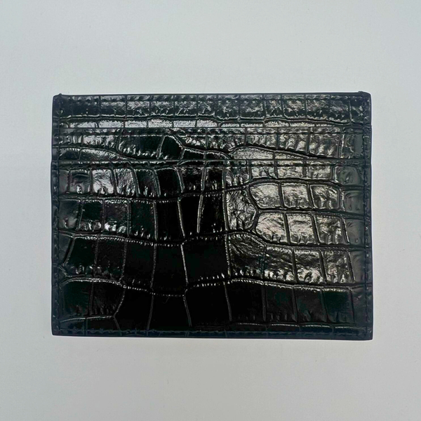 Porte-carte Saint Laurent en cuir embossé noir