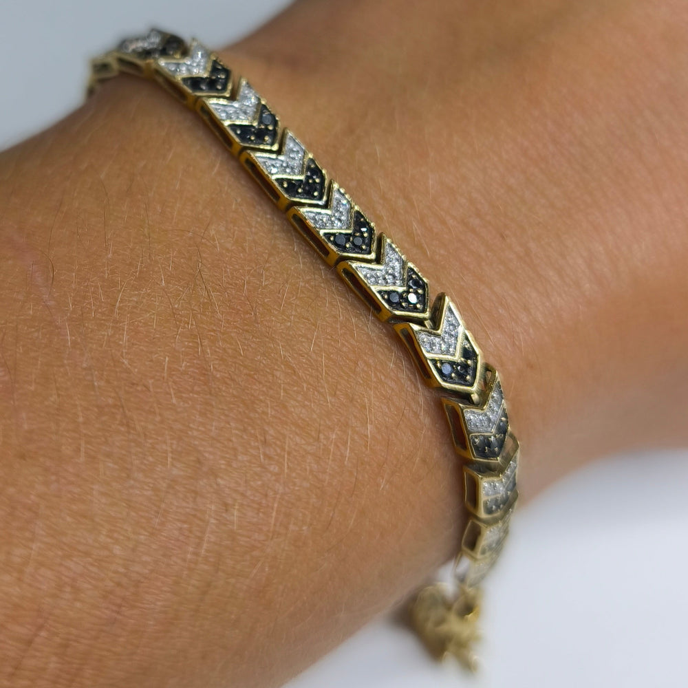 Bracelet or jaune maille chevron diamants 18 K