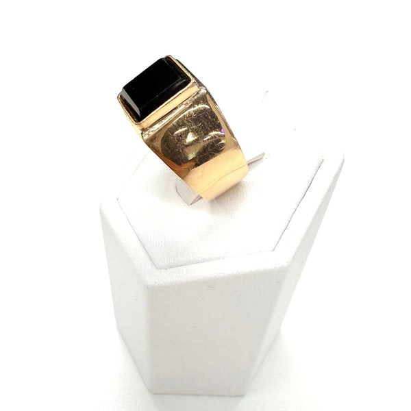 Bague Chevalière en Or Jaune 18k Onyx - Taille 55
