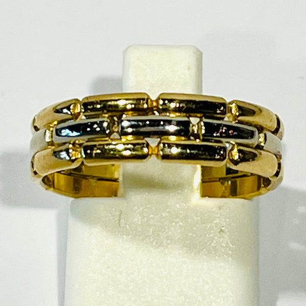 Bague Tank en Or Jaune et Or Gris 18K - T55 - 4.28gr
