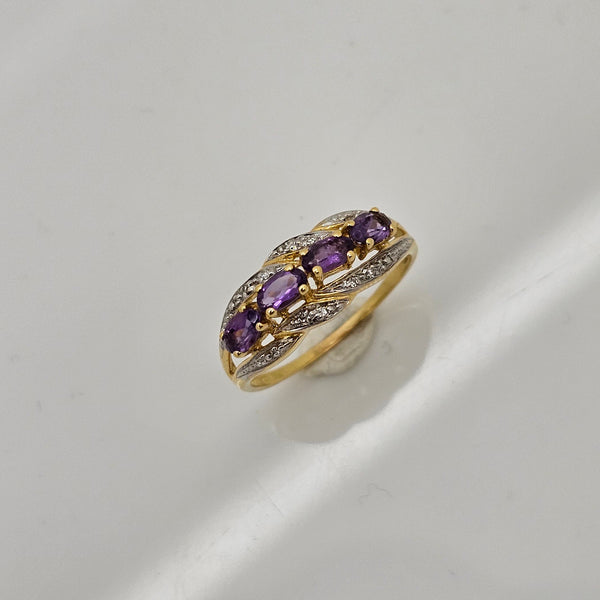 Authentique bague en or jaune 18 K - Taille 60