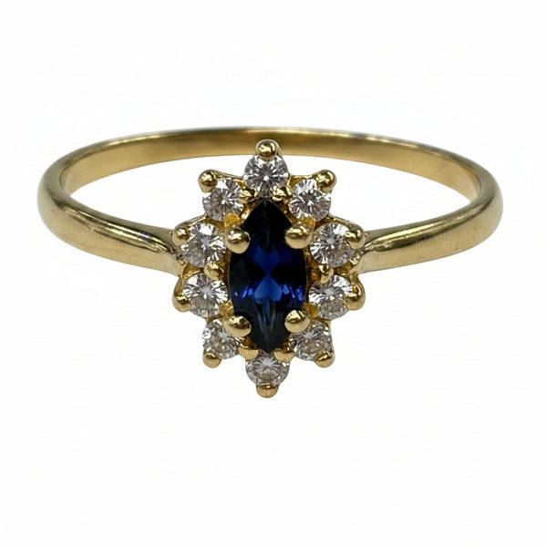 Bague Marguerite Or Jaune 750/1000 avec Saphir