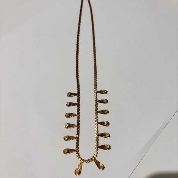 Collier Princesse en Or Jaune 18K avec 14 Pierres