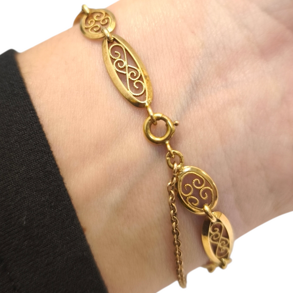 Bracelet en Or 18K Filigrane Américaine - 19cm - 6.82gr