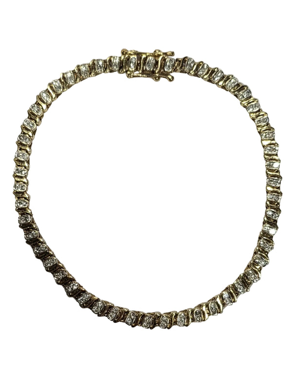 Bracelet Maillon en Or Jaune serti de Diamants