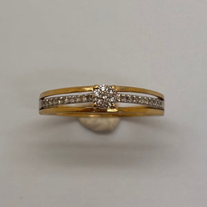 Bague solitaire pavée diamants en or 18K - T54 - 1.46g