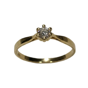 Solitaire en Or Jaune 18K avec Diamant