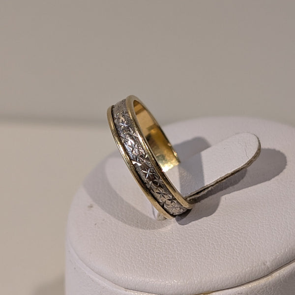 Bagues Alliance Or Jaune et Gris 18K Motif Étoiles