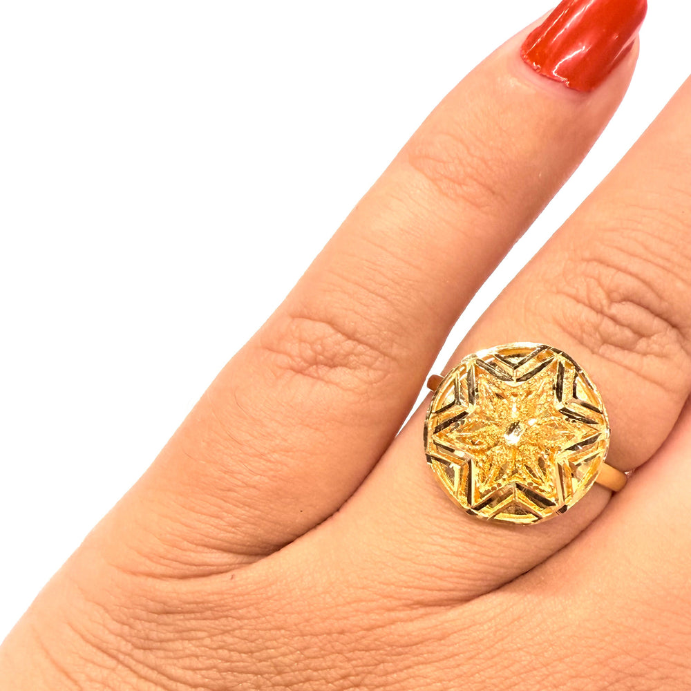 Bague travaillée en Or Jaune 21k  - T 57