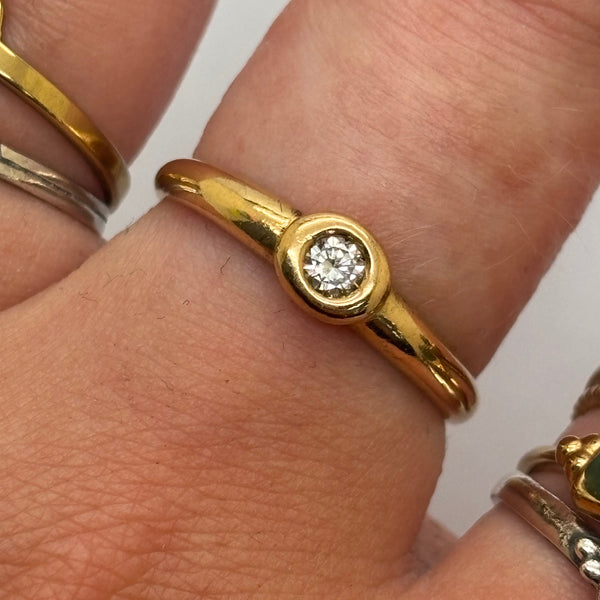 Solitaire en Or Jaune 18K - Taille 52 - 1.99g