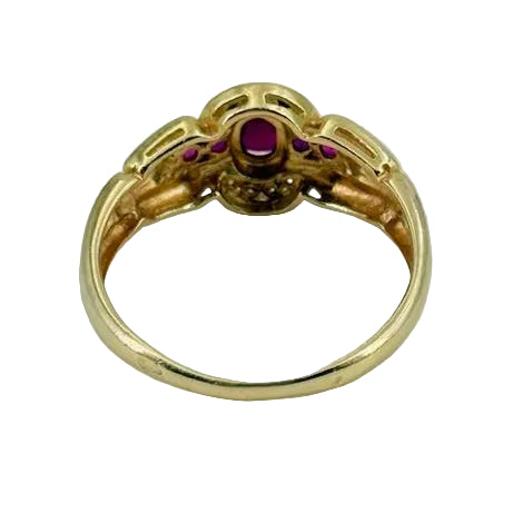 Bagues en or jaune 18k avec rubis et diamants - T60 - 3.49gr