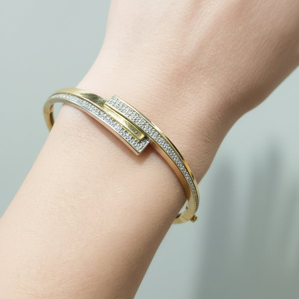 Bracelet Jonc Or Jaune et Blanc 18K 750