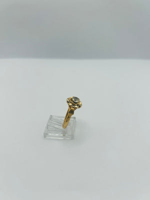 Bague en or jaune avec pierre centrale oxyde de zirconium