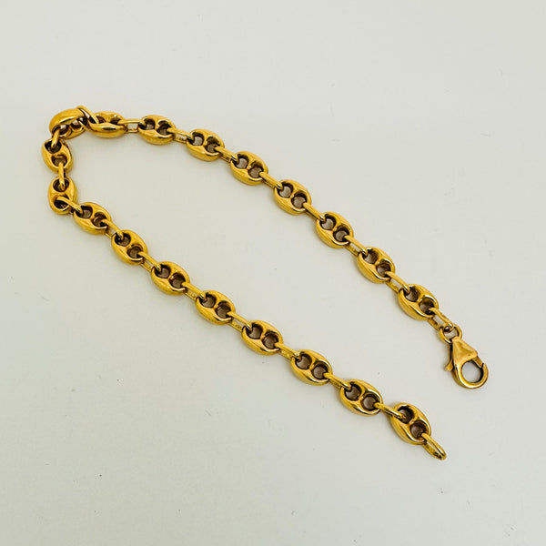 Bracelet Maillon Grain de Café Or Jaune 18K 10.08 Grs