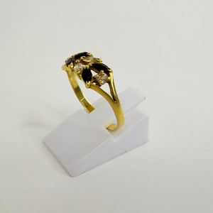 Bagues Or Jaune 18K avec Diamants et Saphir - 2.36 Grs