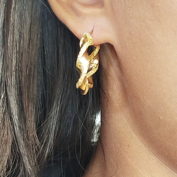 Boucles d'oreilles créoles en Or Jaune 18K -  2.43 Grs