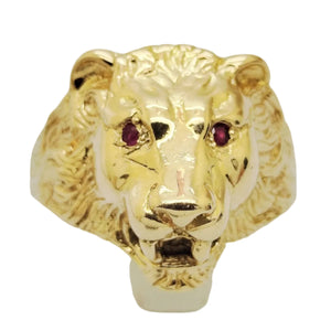 Bague Chevalière Or Jaune 18 Carats avec Rubis