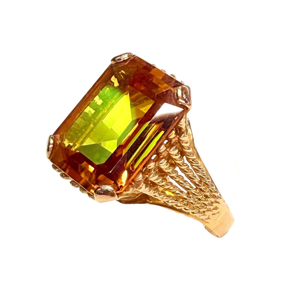 Bague en Or Jaune 18K avec Citrine - Taille 63
