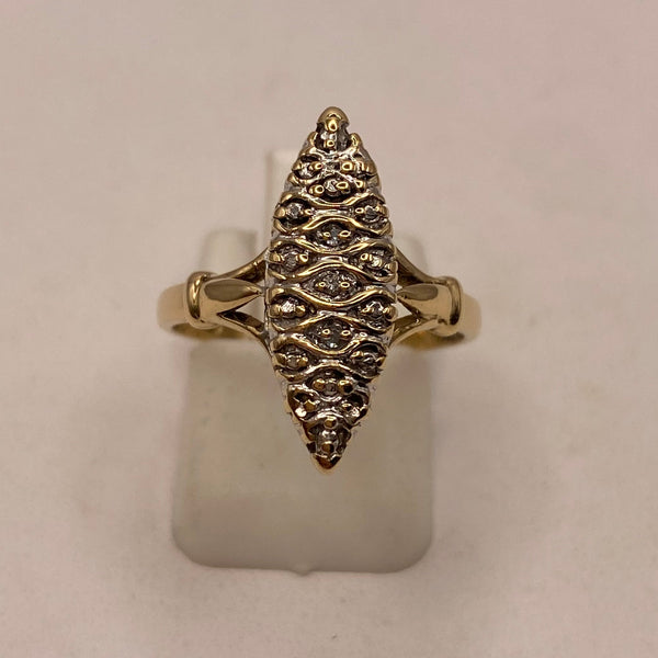 Bague Marquise en Or Jaune et Or blanc - Taille 53