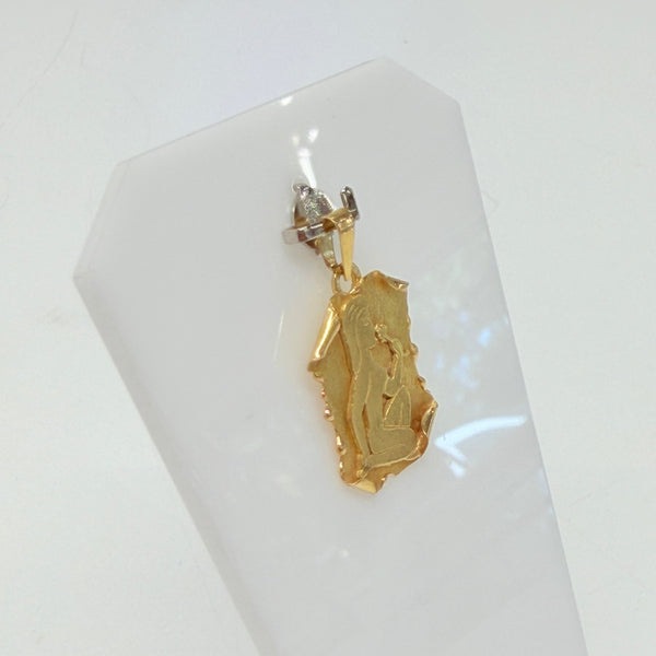Pendentif Médaillon Or Jaune 18k Femme Fleur